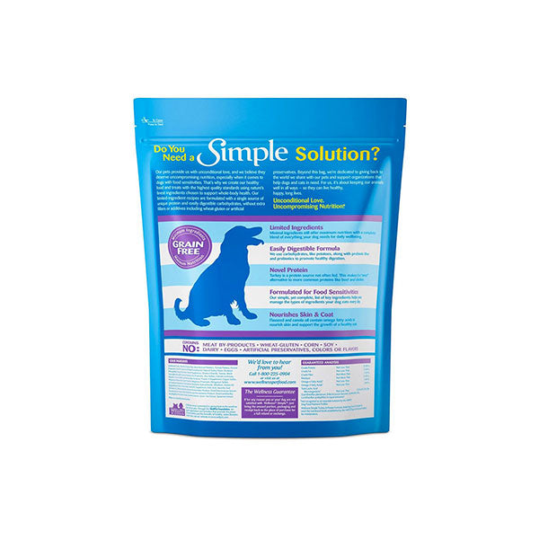 Wellness SIMPLE Limited Ingredient Turkey & Potato Recipe Dry Dog Food Back